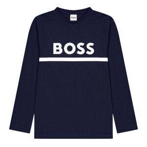 Boss Childrens/Kids Logo Long-Sleeved T-Shirt / Navy